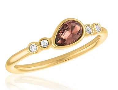 LAY-RING122G Layers Gold Tone Burgundy Angled Teardrop Ring 0