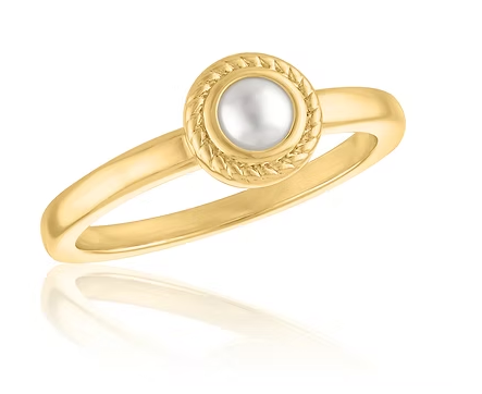 LAY-RING123G Layers Gold Tone Pearl Rope Halo Ring 0