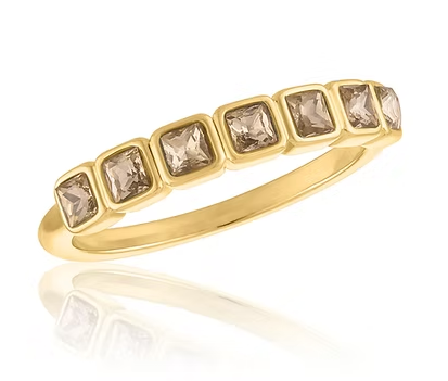 LAY-RING127G Layers Gold Tone Vintage Rose Multi Square Ring 0