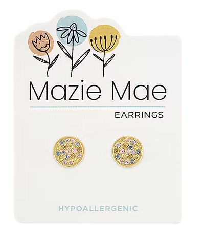 MM-EARG316 Mazie Mae Gold Tone Round Confetti CZ Stud Earrings 0