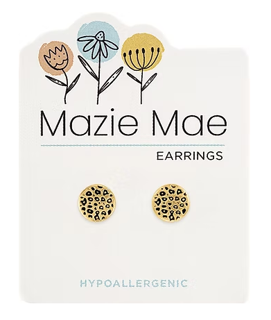 MM-EARG322 Mazie Mae Gold Tone Leopard Print Stud Earrings 0