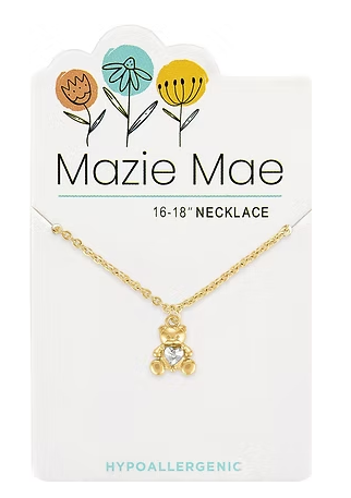 MM-NECKG263 Mazie Mae Gold Tone Teddy Bear Necklace 0