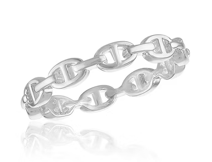 STK146 Stacks Silver Tone Mariner Link Stack Ring 0