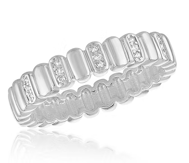STK148 Stacks Silver Tone Crystal Bar Ring 0
