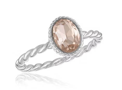 STK149 Stacks Silver Tone Vintage Rose Oval Ring 0