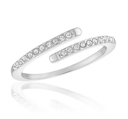 STK152 Stacks Silver Tone Wrap CZ Ring 0