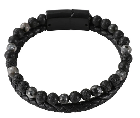 30350 Mad Man Black & White Lava Bracelet 0