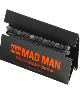 30350 Mad Man Black & White Lava Bracelet 0