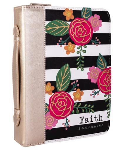 32633 Divinity Boutique Bible Cover Black & White Floral Large 0