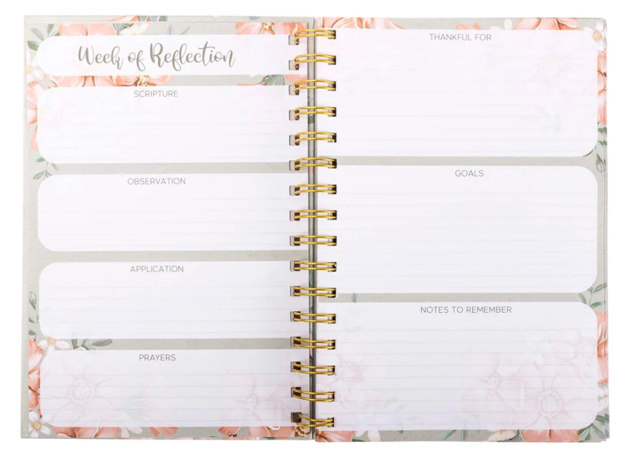 32801 Divinity Boutique Spiral Journal Sage & Peach Flowers 0