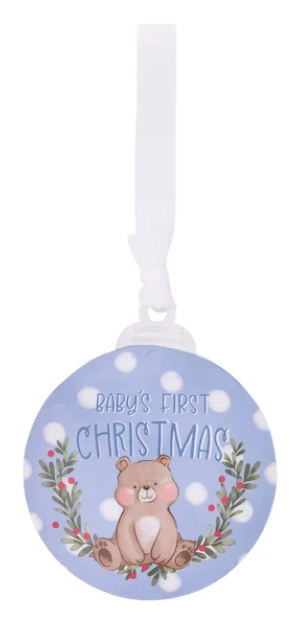 35816 Divinity Boutique Baby's First Christmas Metal Ornament Blue 0