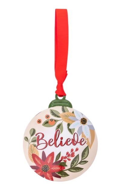 35778 Divinity Boutique Believe Poinsettia Metal Ornament 0