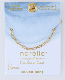 10054 Narelle 18k Gold Plated Paperclip Anklet 8.5 Inches 0