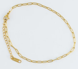 10054 Narelle 18k Gold Plated Paperclip Anklet 8.5 Inches 0