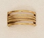10158-3 Narelle 18K Yellow Gold Plated 5 Row Textured Polished Adjustable Ring 0