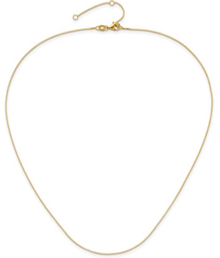 1374-18+2 14K Yellow Gold .7mm Box 1in+1in Adjustable Chain 0