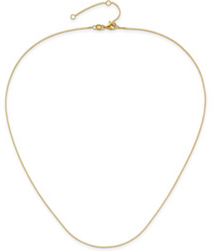 1374-18+2 14K Yellow Gold .7mm Box 1in+1in Adjustable Chain 0