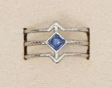 10158-27 Narelle Stainless Steel 3Row Blue Stone Adjustable Ring 0