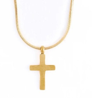 10242 Narelle 18K Yellow Gold Plated Waterproof Dainty Cross Charm Necklace 0
