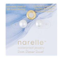 10740 Narelle Stainless Steel Waterproof Pearl Stud Earrings 0