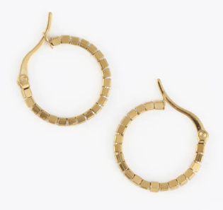 10761 Narelle 18K Yellow Gold Waterproof Square Beaded Hoop Earrings 0