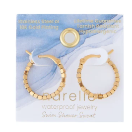 10761 Narelle 18K Yellow Gold Waterproof Square Beaded Hoop Earrings 0