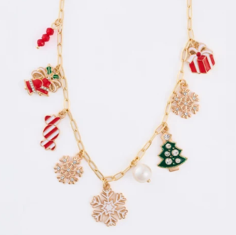 54906 Narelle Gold Tone Holiday Multi Charm Necklace 0