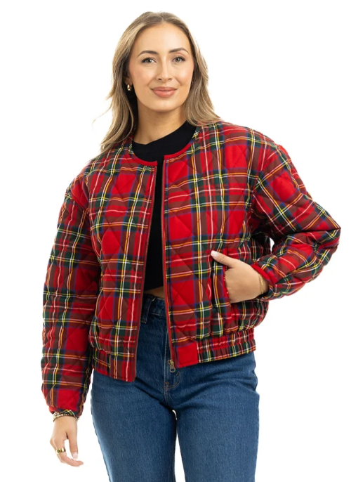 KDC-JKT-32-RED Katydid Royal Stewart Plaid Quilted Jacket Red 0
