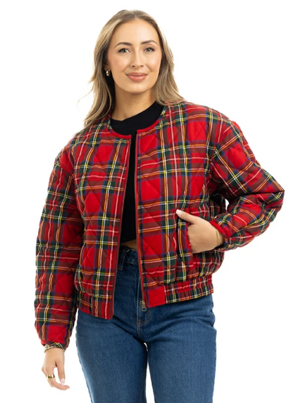 KDC-JKT-32-RED Katydid Royal Stewart Plaid Quilted Jacket Red 0