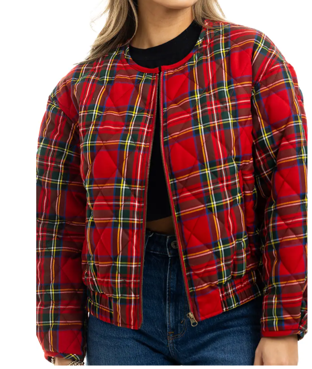 KDC-JKT-32-RED Katydid Royal Stewart Plaid Quilted Jacket Red 0
