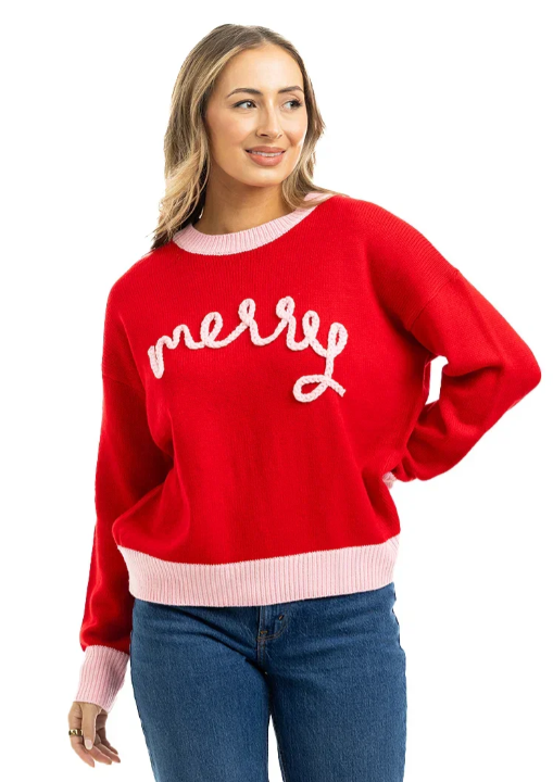KDC-SWTR-05-RED Katydid Embroidered Knit Sweater Red 0