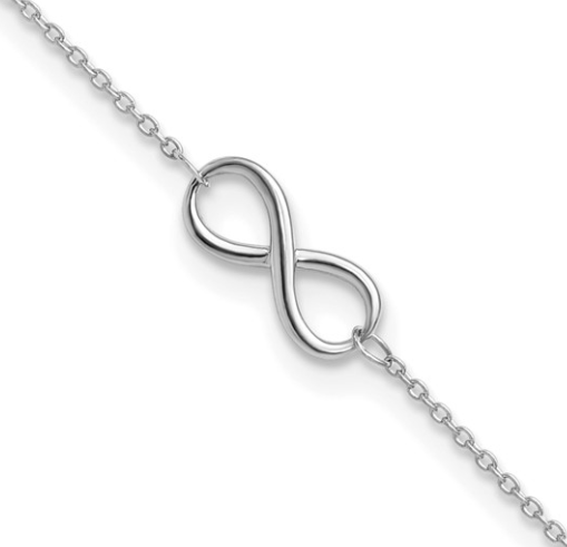10LF550-9 10K White Gold 9Inch Infinity Anklet w/ 1Inch Extender 0