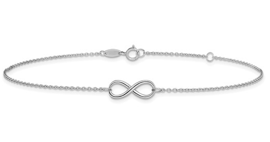 10LF550-9 10K White Gold 9Inch Infinity Anklet w/ 1Inch Extender 0