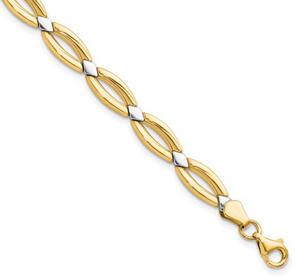 10LF560-7.25 10K Two-Toned 7.25Inch Fancy Link Bracelet 0