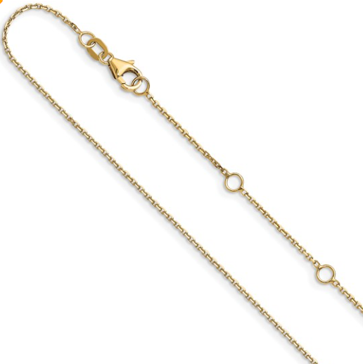 5294-16+2 10K Yellow Gold 1.05mm Diamond Cut Cable 1in+1in Adjustable Chain 0