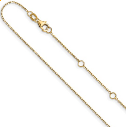 5294-16+2 10K Yellow Gold 1.05mm Diamond Cut Cable 1in+1in Adjustable Chain 0