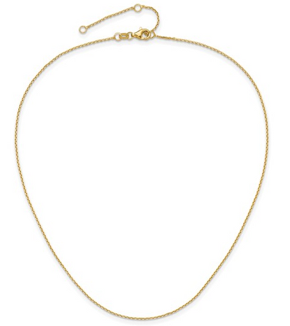 5294-16+2 10K Yellow Gold 1.05mm Diamond Cut Cable 1in+1in Adjustable Chain 0