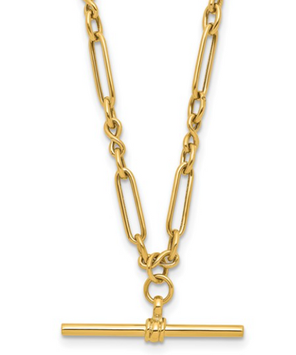 10LF636-17 10K 17Inch Polished Fancy Link Bar Necklace 0