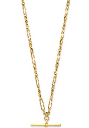 10LF636-17 10K 17Inch Polished Fancy Link Bar Necklace 0