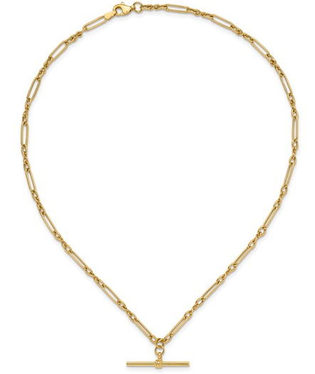 10LF636-17 10K 17Inch Polished Fancy Link Bar Necklace 0