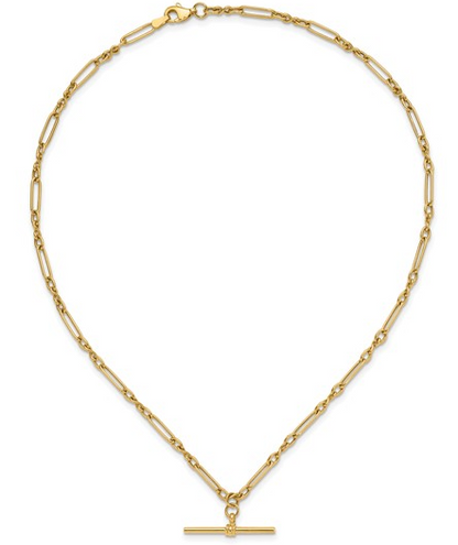 10LF636-17 10K 17Inch Polished Fancy Link Bar Necklace 0