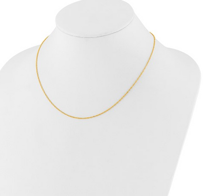 1370-18+2 10K Yellow Gold 1.0mm 18Inch Singapore 1in+1in Adjustable Chain 0