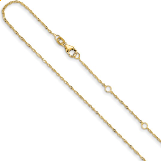 5391-16+2 10K Yellow Gold 1.0mm 16Inch Singapore 1in+1in Adjustable Chain 0