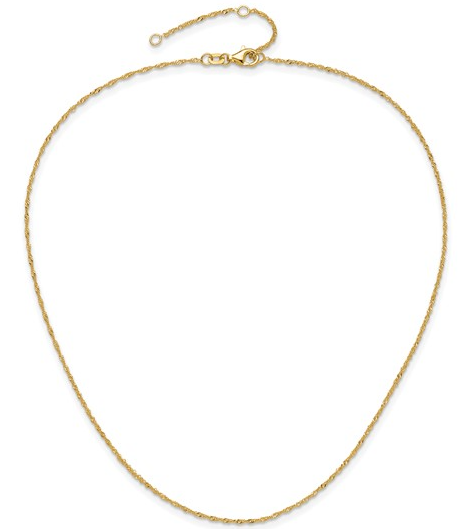 5391-16+2 10K Yellow Gold 1.0mm 16Inch Singapore 1in+1in Adjustable Chain 0