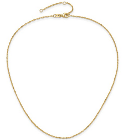 5391-16+2 10K Yellow Gold 1.0mm 16Inch Singapore 1in+1in Adjustable Chain 0
