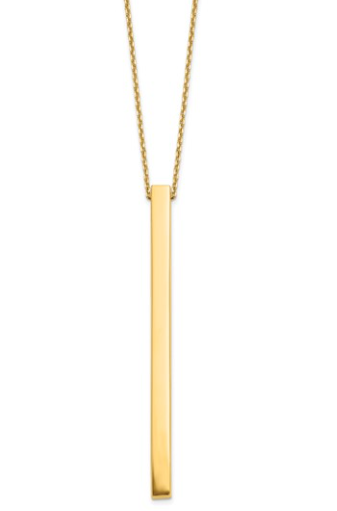 10LF688-16 10K Polished Bar w/2inch Ext. Necklace 0