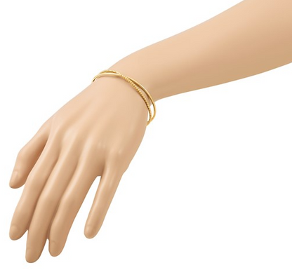 10LF703 10K Yellow Gold Polished & Beaded w/1in Safety Chain Cuff Bracelet 0