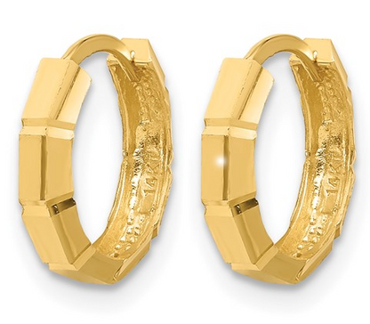 10LE673 10K Yellow Gold Polished & Diamond Cut Huggie Hoop Earrings 0