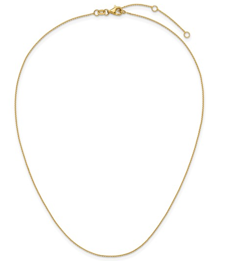 1421-18+2 14K Yellow Gold .85mm Diamond Cut Square Cable 1in+1in Adjustable Chain 0