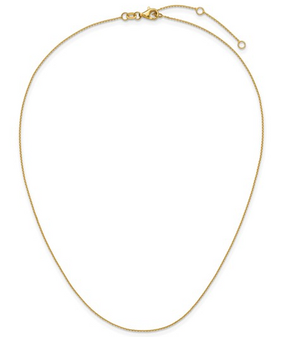 1421-18+2 14K Yellow Gold .85mm Diamond Cut Square Cable 1in+1in Adjustable Chain 0